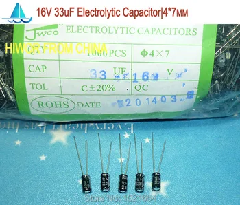 (200pcs/veliko)(Elektrolitski Kondenzatorji|16V) 33uf 16V Elektrolitski Kondenzator, velikost: 4 mm*7mm